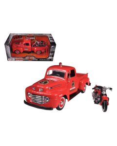 1948 Ford F-1 Pickup Truck "Harley Davidson" Fire Truck and 1936 El Knucklehead Motorcycle 1/24 Diecast Models by Maisto