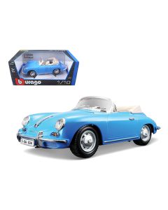 1961 Porsche 356B Convertible Blue 1/18 Diecast Car Model by Bburago