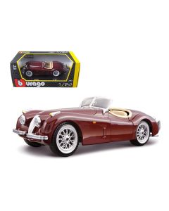 1951 Jaguar XK 120 Roadster Burgundy 1/24 Diecast Model Car by Bburago