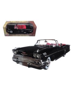 1958 Chevrolet Impala Convertible Black with Red Interior "Timeless Classics" 1/18  Diecast Model Car by Motormax