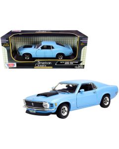 1970 Ford Mustang Boss 429 Light Blue 1/18 Diecast Model Car by Motormax