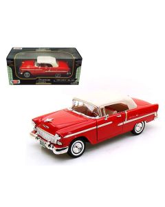 1955 Chevrolet Bel Air Convertible Soft Top Red 1/18 Diecast Car Model by Motormax