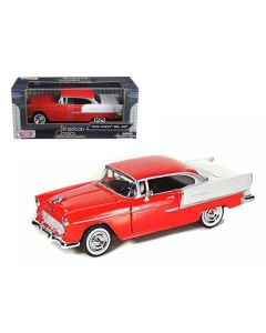 1955 Chevrolet Bel Air Red 1/24 Diecast Model Car by Motormax