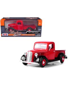 1937 Ford Pickup Truck Red and Black 1/24 Diecast Model Car by Motormax