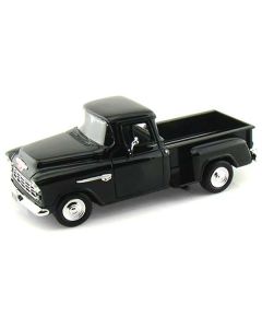 1955 Chevrolet 5100 Stepside Pickup Truck Black 1/24 Diecast Car Model by Motormax