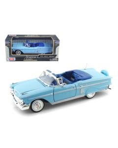 1958 Chevrolet Impala Convertible Blue 1/24 Diecast Model Car by Motormax