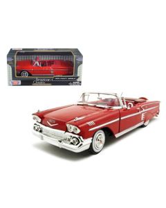 1958 Chevrolet Impala Convertible Red 1/24 Diecast Model Car by Motormax