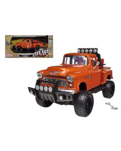 1955 Chevrolet 5100 Stepside Off-Road Pickup Truck Orange 1/24 Diecast Model Car by Motormax