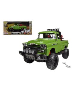 1958 Chevrolet Apache Fleetside Pickup Truck Off Road Green 1/24 Diecast Model by Motormax