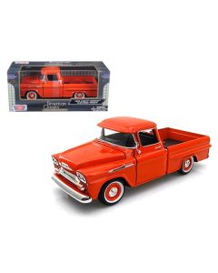 1958 Chevrolet Apache Fleetside Pickup Truck Orange 1/24 Diecast Model Car by Motormax