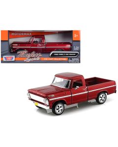 1969 Ford F-100 Pickup Truck Burgundy 1/24 Diecast Model Car by Motormax