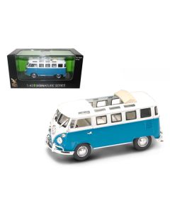 1962 Volkswagen Microbus Van Bus Blue With Open Roof 1/43 Diecast Car by Road Signature