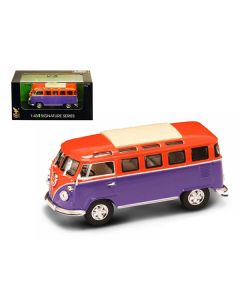 1962 Volkswagen Microbus Van Bus Orange/Purple 1/43 Diecast Car by Road Signature