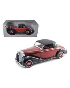 1950 Mercedes Benz 170S Cabriolet Burgundy and Black 1/18 Diecast Model Car by Signature Models