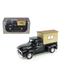 1956 Ford F-100 Pickup Truck Black with Camper 1/32 Diecast Model Car by Signature Models