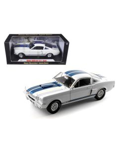 1966 Ford Mustang Shelby GT350 White with Blue Stripes 1/18 Diecast Model Car by Shelby Collectibles