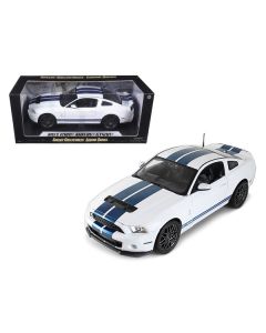 2013 Ford Shelby Cobra GT500 SVT White with Blue Stripes 1/18 Diecast Car Model by Shelby Collectibles