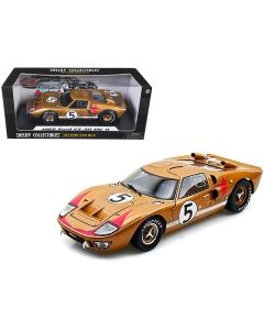 1966 Ford GT-40 MK II RHD (Right hand Drive) #5 Gold 24H of Le Mans 1/18 Diecast Model Car by Shelby Collectibles