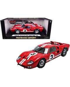 1966 Ford GT-40 MK II #5 Red with White Stripes Le Mans 1/18 Diecast Model Car by Shelby Collectibles