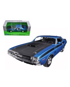 1970 Dodge Challenger T/A Blue Metallic with Black Hood and Black Stripes "NEX Models" 1/24 Diecast Model Car by Welly