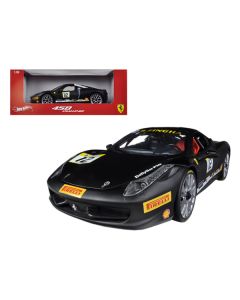 Ferrari 458 Challenge Matt Black #12 1/18 Diecast Car Model by Hot Wheels