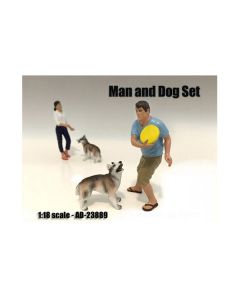 Man and Dog 2 Piece Figure Set For 1:18 Scale Models by American Diorama