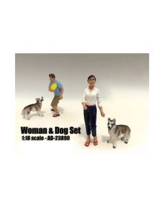 Woman and Dog 2 Piece Figure Set For 1:18 Scale Models by American Diorama