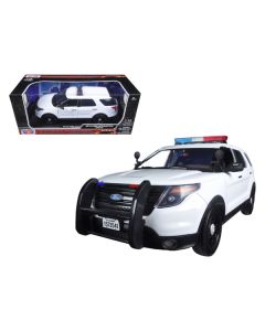 2015 Ford PI Utility Interceptor Police Car with Light Bar Plain White 1/18 Diecast Model Car by Motormax