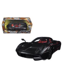 Pagani Huayra Matt Black with Red Interior 1/24 Diecast Model Car by Motormax