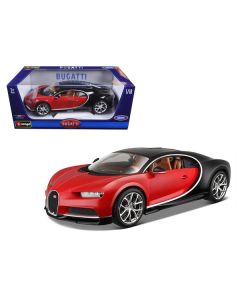 2016 Bugatti Chiron Red with Black 1/18 Diecast Model Car by Bburago