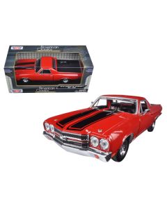 1970 Chevrolet El Camino SS 396 Red with Black Stripes 1/24 Diecast Model Car by Motormax