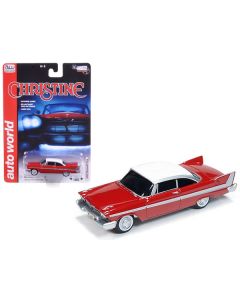 1958 Plymouth Fury Red with White Top "Christine" (1983) Movie 1/64 Diecast Model Car by Auto World