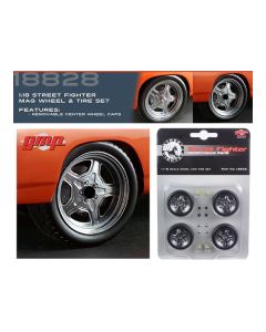 Street Fighter Mag Wheel and Tire Set of 4 pieces from "1970 Plymouth RoadRunner "The Hammer" "Fast & Furious" Movie 1/18 by GMP