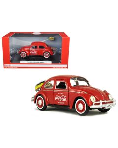 1966 Volkswagen Beetle with Rear Luggage Rack Red with Two Bottle Cases "Coca-Cola" 1/24 Diecast Model Car by Motorcity Classics