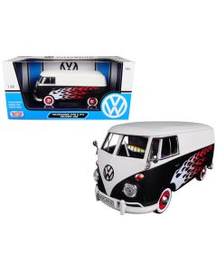 Volkswagen Type 2 (T1) Delivery Van with Flames 1/24 Diecast Car Model by Motormax