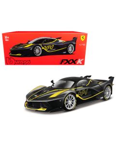 Ferrari FXX-K #44 Black with Yellow Stripes "Signature Series" 1/18 Diecast Model Car by Bburago