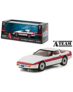 1984 Chevrolet Corvette C4 White with Red Stripe "The A-Team" (1983-1987) TV Series 1/43 Diecast Model Car by Greenlight