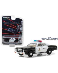 1977 Dodge Monaco "Metropolitan Police" White and Black "The Terminator" (1984) Movie "Hollywood Series" Release 19 1/64 Diecast Model Car by Greenlight