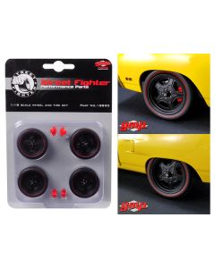 5-Spoke Wheel and Tire Set of 4 from 1970 Plymouth Road Runner Street Fighter 6-Pack Attack 1/18 by GMP