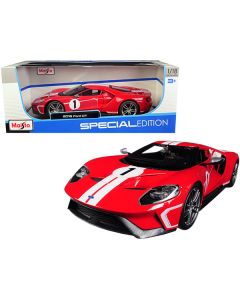 2018 Ford GT #1 Red with White Stripes Heritage Special Edition 1/18 Diecast Model Car by Maisto