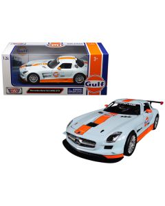 Mercedes Benz SLS AMG GT3 with "Gulf" Livery Light Blue with Orange Stripe 1/24 Diecast Model Car by Motormax