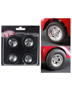 Polished Drag Wheels and Tires 4 pcs Set from 1941 Gasser 1/18 by Acme