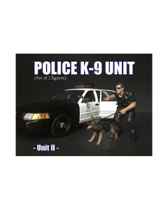 Police Officer Figure with K9 Dog Unit II for 1/18 Scale Models by American Diorama