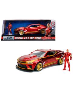 2016 Chevrolet Camaro with Iron Man Diecast Figure "Marvel" Series 1/24 Diecast Model Car by Jada