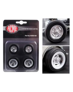 Chrome Salt Flat Wheel and Tire Set of 4 pieces from "1932 Ford 5 Window Hot Rod" 1/18 by Acme 1/18 by Acme