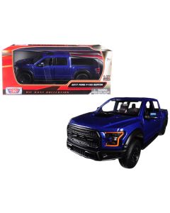 2017 Ford F-150 Raptor Pickup Truck Blue with Black Wheels 1/27 Diecast Model Car by Motormax