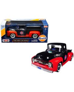 1956 Ford F-100 Pickup Truck "Gulf" Dark Blue and Red 1/24 Diecast Model Car by Motormax