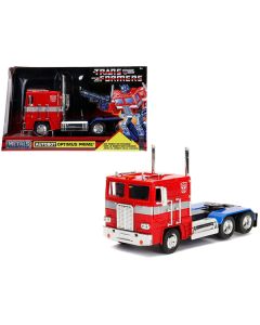 G1 Autobot Optimus Prime Truck Red with Robot on Chassis from "Transformers" TV Series "Hollywood Rides" Series 1/24 Diecast Model by Jada