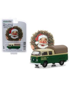 1978 Volkswagen Double Cab Pickup with Canopy "Holiday Wreaths" Green and Yellow "Norman Rockwell Delivery Vehicles" Series 1 1/64 Diecast Model by Greenlight