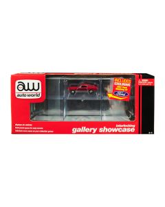 6 Car Interlocking Acrylic Display Show Case with 1967 Ford Mustang GT Red for 1/64 Scale Model Cars by Auto World